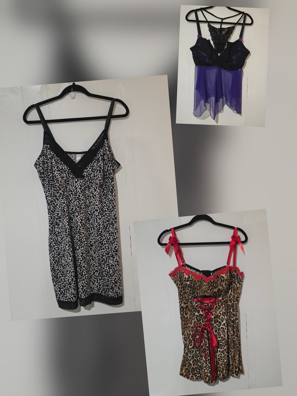3-Piece Lingerie Set — Leopard & Purple & Red Pieces
